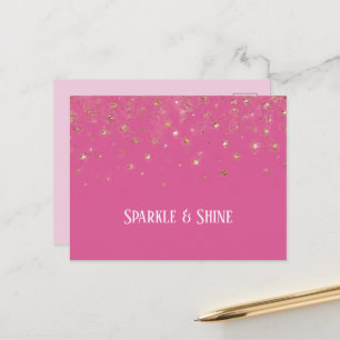 Feminines Rosa Gold Glitzer Konfetti Postkarte