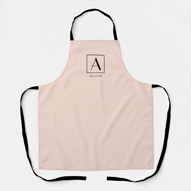 Feminines Rosa Monogramm Anfangs Skript Chic Schürze (Vorderseite)