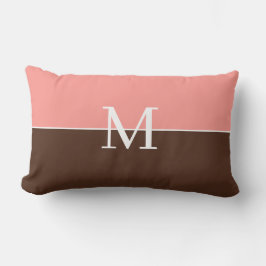 Feminines rosa und braunes Monogramm Lendenkissen