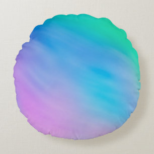 Feminines, sanftes Regenbogenfarben-Himmel-Motiv Rundes Kissen