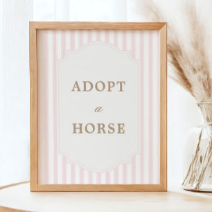 Feminines Schild 'Adoptiere ein Pferd' mit rosa St
