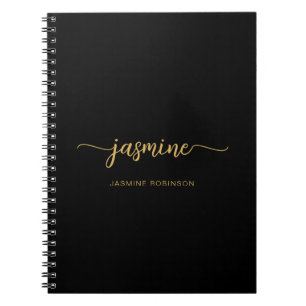 Feminines schwarzes goldenes modernes Schriftmonog Notizblock
