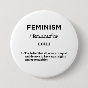 Feminismus-Definition weißer Kreis Button