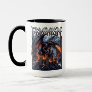 Feminismus-Drache-Brennendes-Schloss-Zerschmettere Tasse