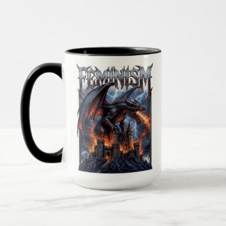 Feminismus-Drache-Brennendes-Schloss-Zerschmettere Tasse