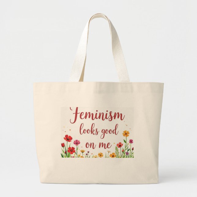 Feminismus steht mir gut jumbo stoffbeutel (Vorne)