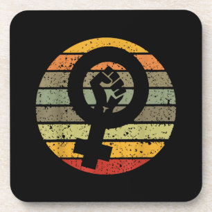 Feminismus Symbol Design Retro Vintag, 70er 80er 9 Getränkeuntersetzer