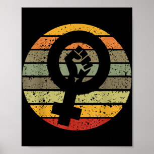 Feminismus Symbol Design Retro Vintag, 70er 80er 9 Poster