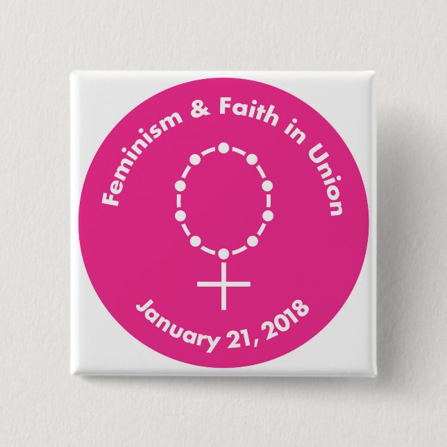 Feminismus und Glaube im Gewerkschaftsrosakreis Button (Vorderseite)