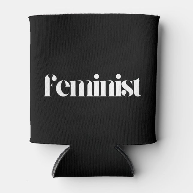 Feminist Can Cooler - Minimalistisch Schwarz und W Dosenkühler (Vorderseite)