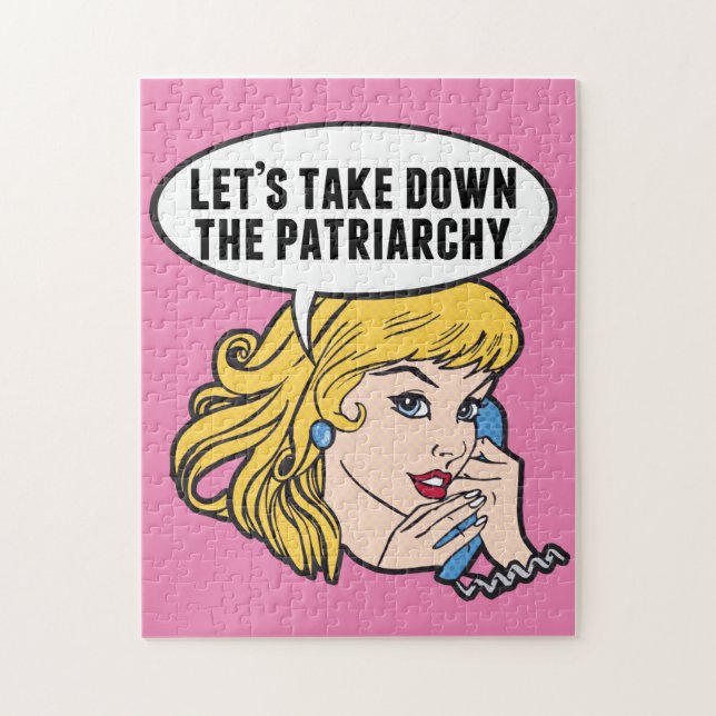 Feminist Retro Pop Art Pink Anti-Patriarchy Quote (Vertikal)