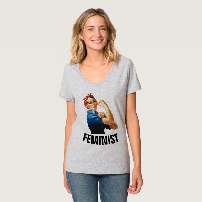 FEMINIST, Rosie the Riveter T - Shirt (Vorderseite Vollansicht)