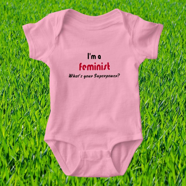 Feminist Super Power Slogan Baby Strampler (Von Creator hochgeladen)