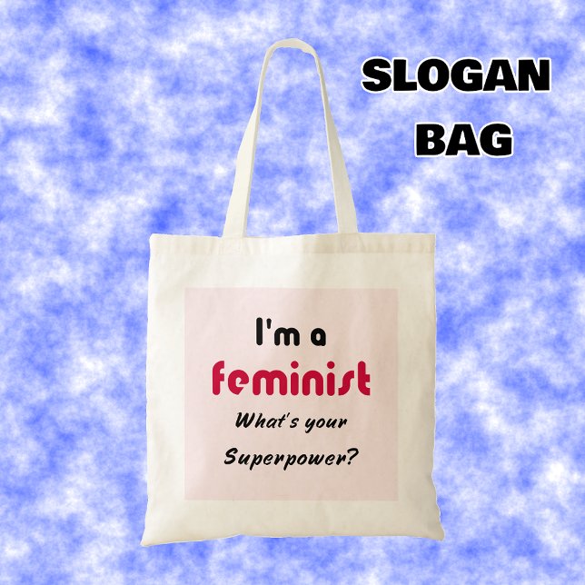 Feminist Super Power Slogan pink Tragetasche (Von Creator hochgeladen)