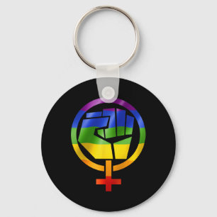 Feminist Symbol Lgbt Resist Pride Fist Rainbow Fla Schlüsselanhänger