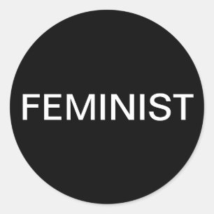 Feministe, texte blanc en gras sur les autocollant