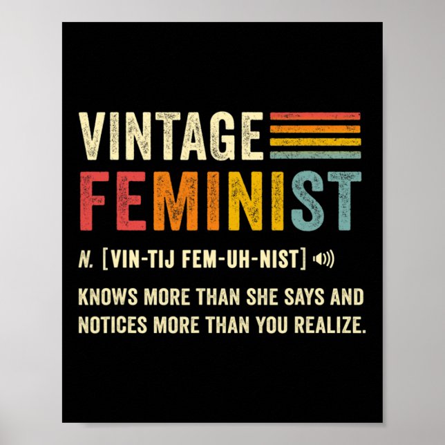 Feministin Definition weiß mehr als sie sagt Retro Poster (Vorne)