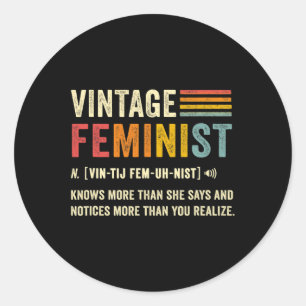 Feministin Definition weiß mehr als sie sagt Retro Runder Aufkleber