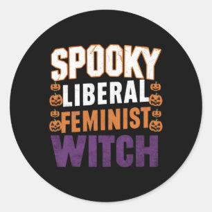 Feministin der Liberalen Hexe Halloween Feminist f Runder Aufkleber