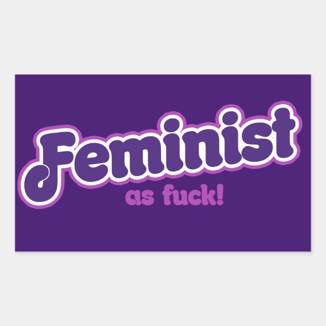 Feministin lila rechteckiger aufkleber (Vorderseite)