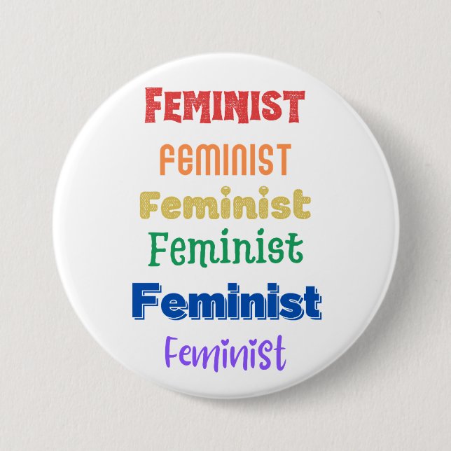 Feministin Stolperknopf Button (Vorderseite)