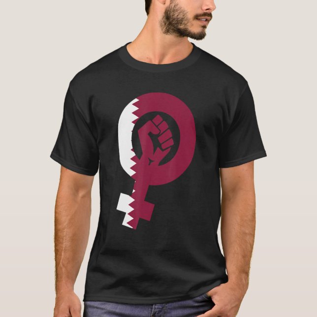 Feministin Symbol Katar Flag T-Shirt (Vorderseite)