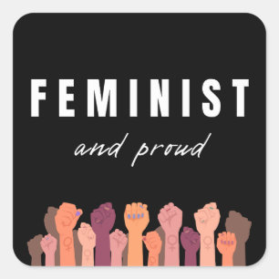feministisch und stolz quadratischer aufkleber