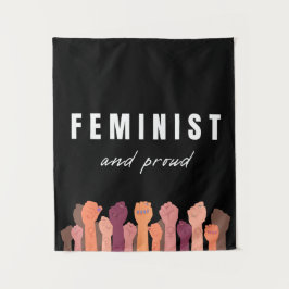 feministisch und stolz wandteppich