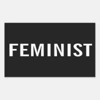 Feministische, fett weiße Buchstaben auf schwarzen