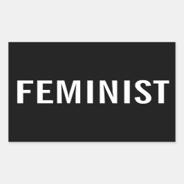 Feministische, fett weiße Buchstaben auf schwarzen Rechteckiger Aufkleber