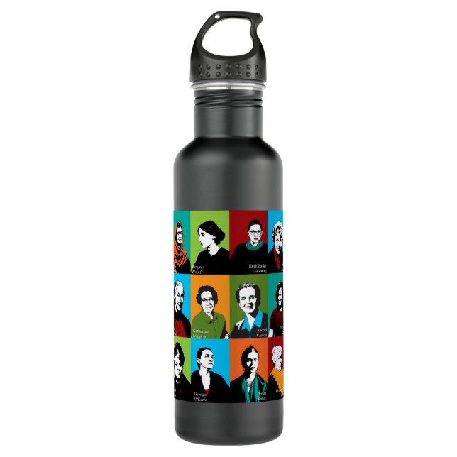 Feministische Ikonen Edelstahlflasche (Vorderseite)
