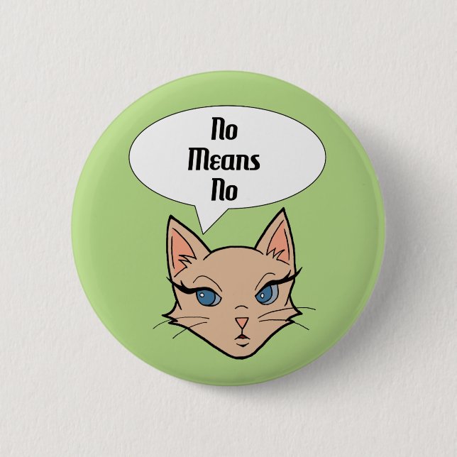Feministische Katzen-Cartoon-Illustration Button (Vorderseite)