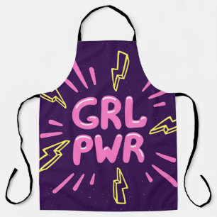 Feministische Parole Girl Power, violetter Hinterg Schürze