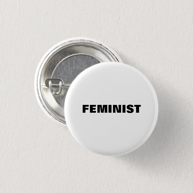 "feministische" schwarze Buchstaben - weißer Hinte Button (Vorne & Hinten)
