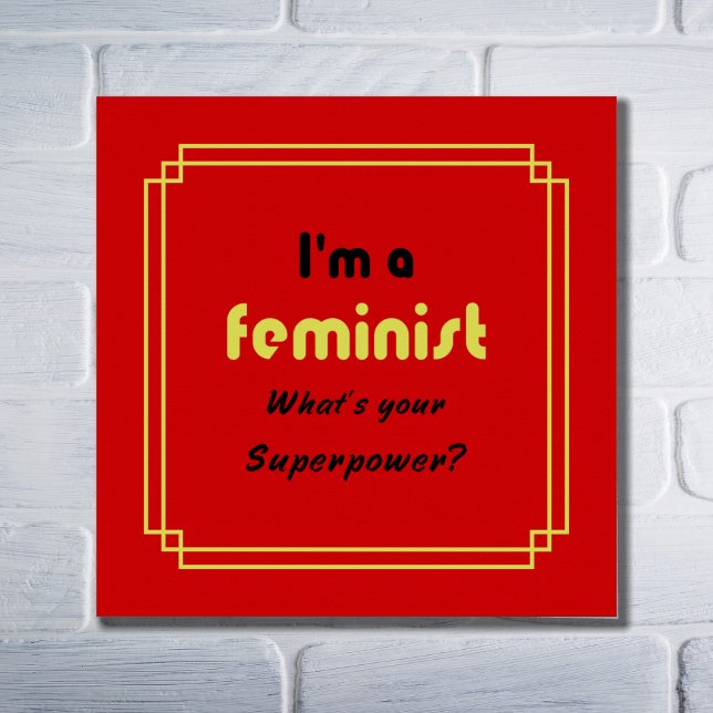 Feministische Supermacht-Slogan schwarz auf rot Poster (Von Creator hochgeladen)