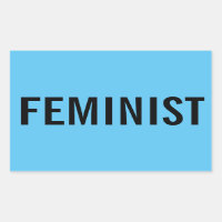 Feministischer, fett schwarzer Text auf blauem Auf