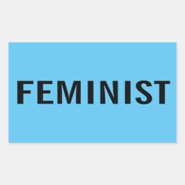 Feministischer, fett schwarzer Text auf blauem Auf Rechteckiger Aufkleber