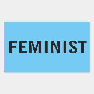 Feministischer, fett schwarzer Text auf blauem Auf Rechteckiger Aufkleber