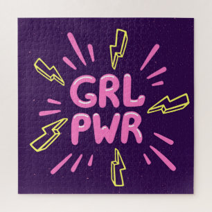 Feministischer Slogan Mädchenpower, violetter Hint