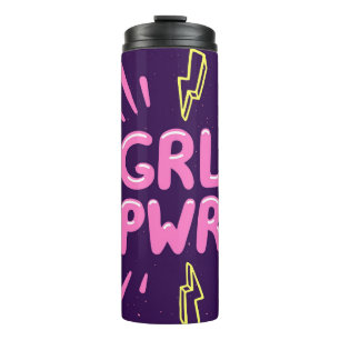 Feministischer Slogan Mädchenpower, violetter Hint Thermosbecher