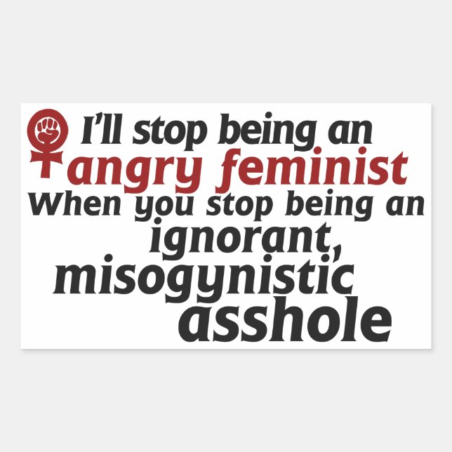 Feministischer Spaß Rechteckiger Aufkleber (Vorderseite)