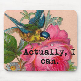 Feministisches mousepad Vintager Vogel mit rosa