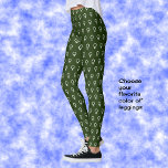 Feministisches Symbol dunkelgrün Leggings<br><div class="desc">Diese Leggings sind eine dunkelgrüne Farbe mit einem sich wiederholenden Muster in hellem Weiß. Das Muster leitet sich von dem Symbol für Venus ab,  einer subtilen Aussage zur Unterstützung von Frauen. Das wäre ein schönes Geschenk für Weihnachten oder Geburtstag.</div>