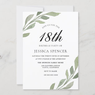 Femme à feuilles d'aquarelle homme Invitation 18e