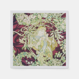 Femme à marguerite - Mucha daisy textile repro Serviette