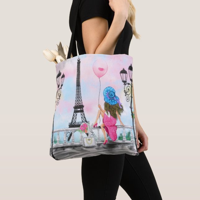 Femme à Paris Sac fourre-tout avec Tour Eiffel (De près)