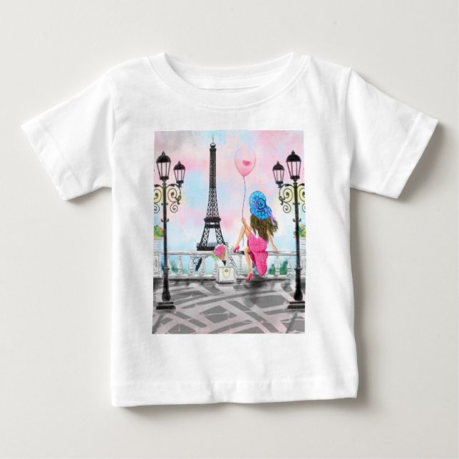 Femme À Paris T-Shirt Bébé - Tour Eiffel (Devant)
