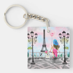 Femme À Paris Tour Eiffel Porte - clé