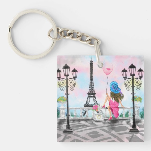 Femme À Paris Tour Eiffel Porte - clé (Devant)