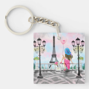 Femme À Paris Tour Eiffel Porte - clé